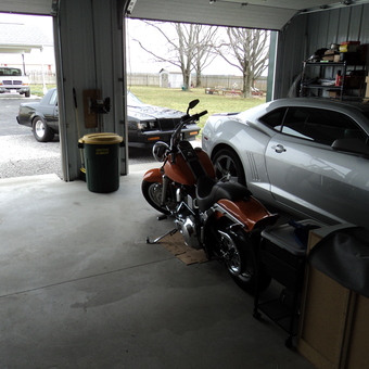 Organized Garage with Camaro, Motorcycle, Shelving - DOUG from SPARTA, IL