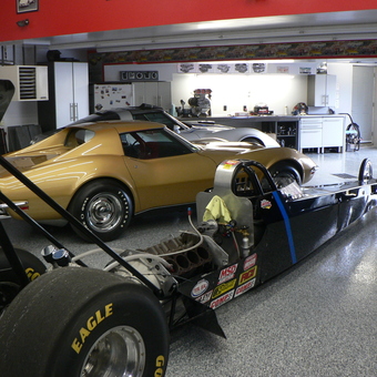 Custom garage with race car, Corvette, storage cabinets - Wayne from Goodyear, AZ
