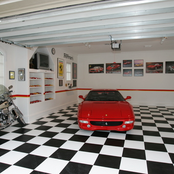 Checkered Floor Garage with Ferrari Decor - Kim from Edmond, OK