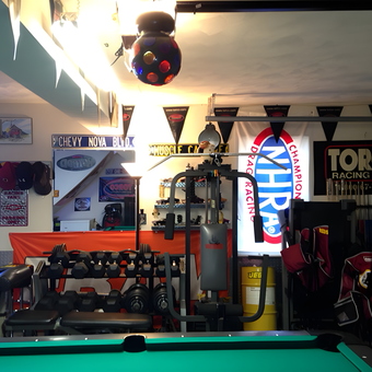 Garage Gym With Pool Table and Racing Decor - Curtis from Portsmouth, VA