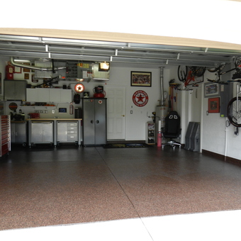 Organized garage with storage cabinets and bike racks - Wayne from Bradenton, FL