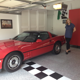 Red Corvette, Red Cabinets, Epoxy Floor Garage - AN T REN from Mission Viejo, CA