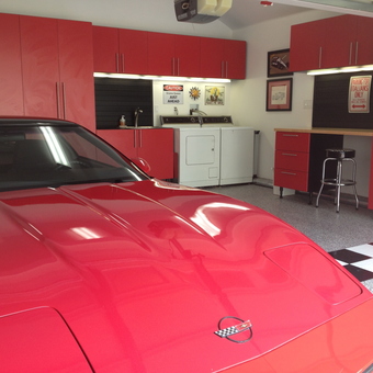 Red Garage Cabinets and Classic Car - AN T REN Cargirl from Mission Viejo, CA