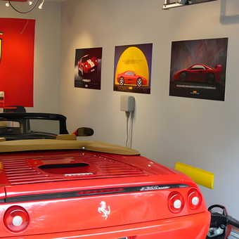 Ferrari Decorated Garage with Wall Art and Banner - digman1 from Dallas, TX