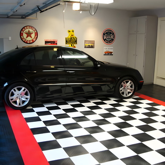 Checkered Garage Flooring and Wall Cabinets - digman1 from Dallas, TX