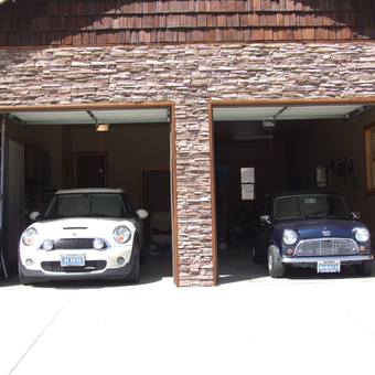 Two Mini Coopers in Stone Garage with Storage Cabinets - Rod from Carson City, NV