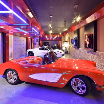 Custom garage with classic cars and neon lighting - Gary from Granite Bay, CA