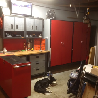 Red Garage Cabinets and Workbench with Storage - Jim from Walnut Creek, CA
