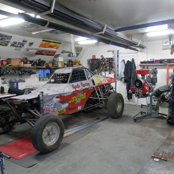 Off-road race car, tools, and engine setup - Fast Track Garage from Reno, NV