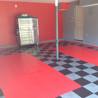 Red and Black Garage Flooring with Tool Chest - Steven from Port Jefferson Station, NY