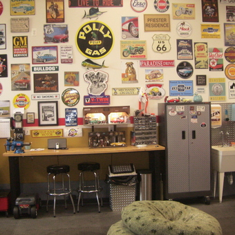 Wall Signs, Metal Cabinets, and Workbench - Cisco's Garage from Aroda, VA