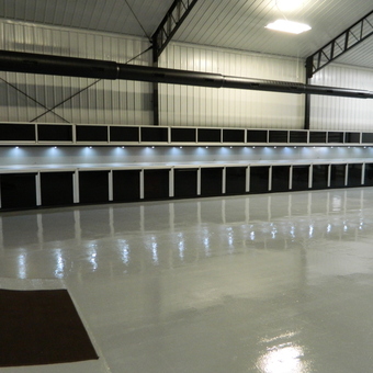 Modern Garage With Black Custom Cabinets and LED Lighting - Car Guy Garage Custom Cabinets