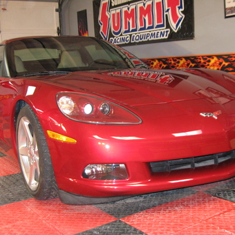 Red Corvette in Garage with Race Tile Flooring - Hamp from Springboro, OH