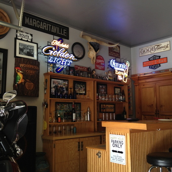 Garage Bar with Neon Signs and Motorcycle - Todd Close from Hugo, MN