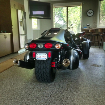 Custom Three-Wheel Vehicle, Epoxy Floor, and TV Display - Gregory from Bartlett, IL