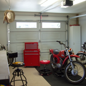 Organized Garage With Motorcycles, Tool Chest, and Stools - Rick from Yucca Valley, CA