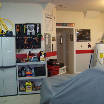 Organized garage with pegboard tools and storage shelves - Michael from Jacksonville, FL
