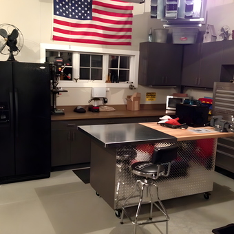 Modern garage with tool cabinets and workbench - Catfish from Sioux Falls, SD