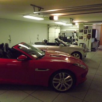Modern garage with convertibles and golf cart - RR from Savannah, GA