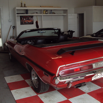Classic Red Convertible on Checker Garage Floor - Jerome from Ulen, MN