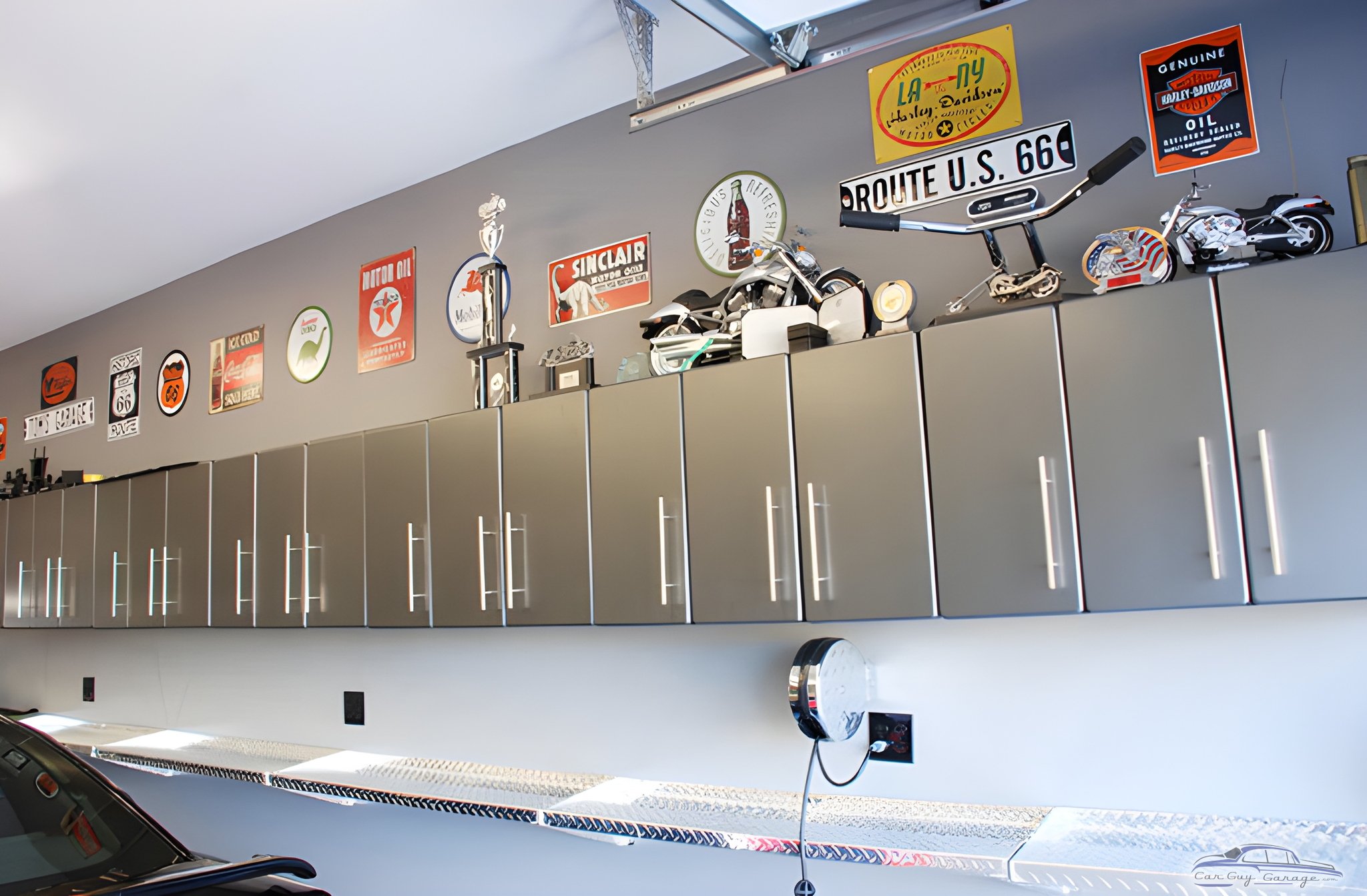 Modern Garage Cabinets and Vintage Signs Display - Tom from Louisville, KY