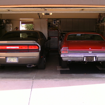 Organized garage with classic and modern cars - Christine from Tucson, AZ