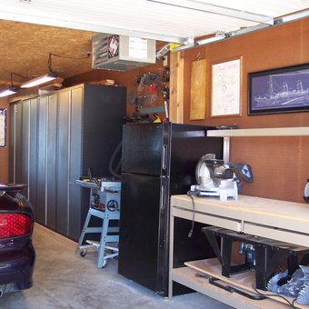 Organized Garage With Cabinets, Workbench, and Tools - Papa Mike from Chester, SD