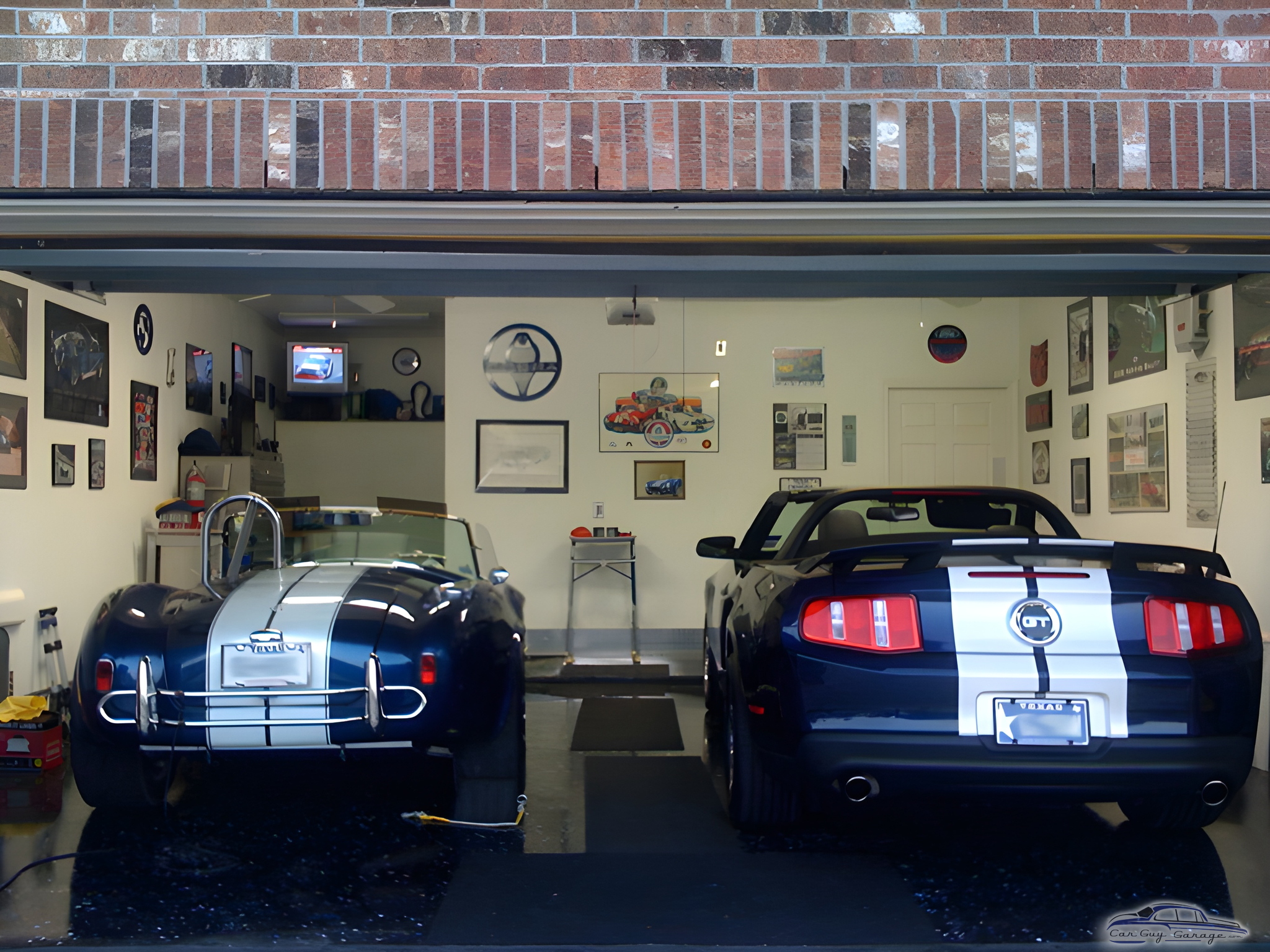 Classic and Modern Blue Cars in Decorated Garage - Jim from Pearland, TX