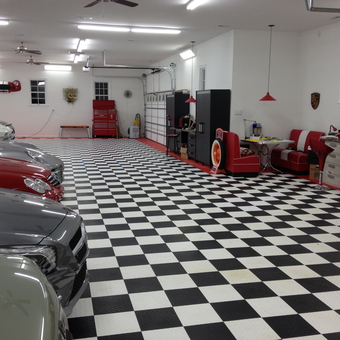 Checkered Tile Garage Flooring and Retro Decor - Jim