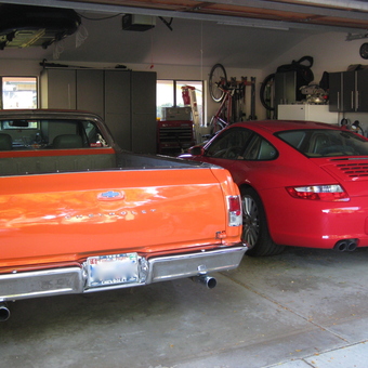 Organized garage with classic Chevy and Porsche - Mike A from Boulder, CO