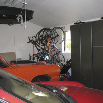 Organized Garage with Bike Rack, Cabinets, and Classic Cars - Mike A from Boulder, CO