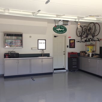 Organized garage with cabinets, tool chests, and bike rack - Pat C from Hayward, CA