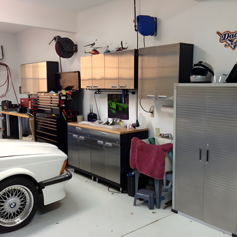 Organized garage with metal cabinets and tool chests - Frank from Bethlehem, PA