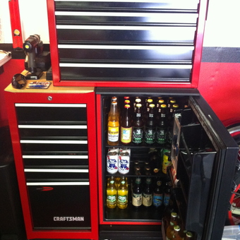 Red Craftsman Tool Chest and Mini Fridge Garage Setup - Ryan Nowicki from Hermosa Beach, CA