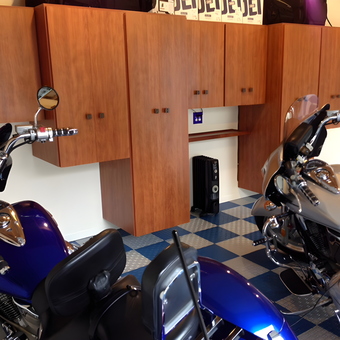 Garage with Wall Cabinets and Motorcycles - Bear Pilot from Bellingham, WA