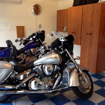 Motorcycles with Wall Cabinets and Tile Flooring - Bear Pilot from Bellingham, WA