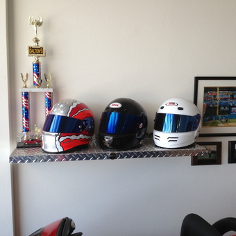 Diamond Plate Shelf With Racing Helmets and Trophy - Kurt from La Mesa, CA