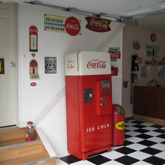Retro Coca-Cola Garage Decor with Vintage Signs - ROCKY from LODI, NJ