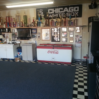 Garage with Trophy Display, Tool Cabinets, and Retro Fridge - Barry from Monee, IL