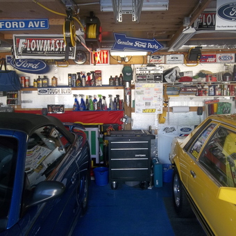 Ford-Themed Garage with Classic Cars and Tools - Randy from Lebanon, MO