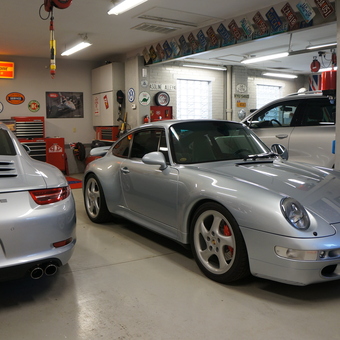 Porsche Garage with Tool Cabinets and Signs - BradB from St. Louis, MO