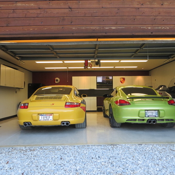 Modern garage with sports cars and wall cabinets - Richard from Trenton, TX