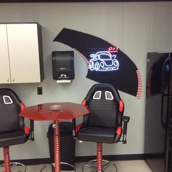 Racing Bar Stools, Neon Sign, and Garage Decor - Richard from Trenton, TX