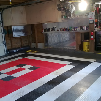 Garage with Modular Tile Floor and Organized Workbench - Mario from Houston, TX