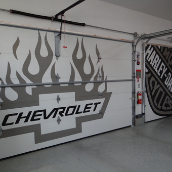 Chevrolet and Harley-Davidson Garage Door Murals - Dan from Brighton, CO
