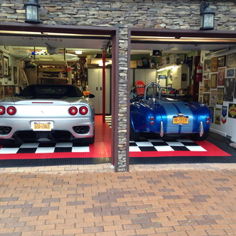 Checkerboard Garage Flooring with Classic Cars - Flooring