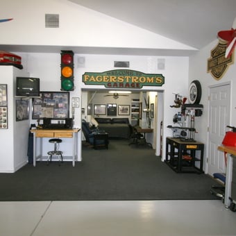 Organized garage with tool cabinets and decor - Dan from Chandler, AZ