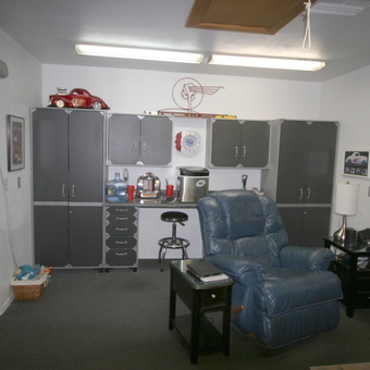 Garage Lounge with Cabinets, Recliner, and Wall Art - Dan from Chandler, AZ