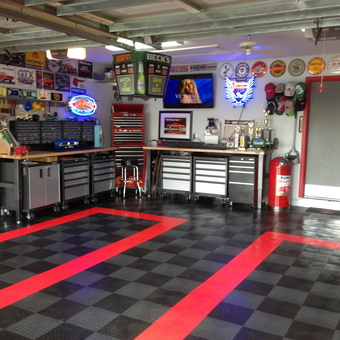 Organized Garage with Tool Cabinets and Neon Signs - Wally G. from Coral Springs, FL