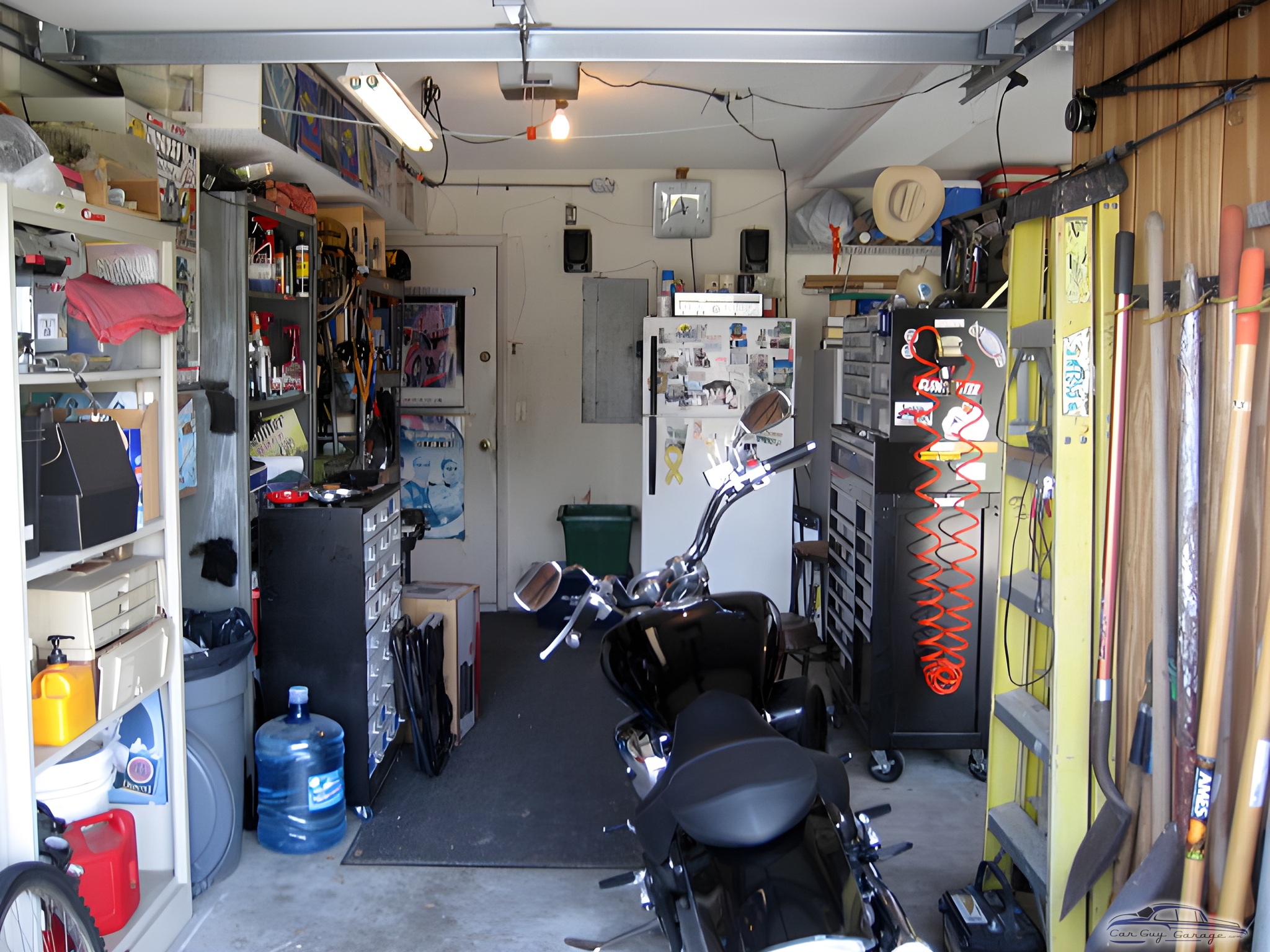 Organized Garage with Tool Chests and Motorcycle - tix from tampa, FL
